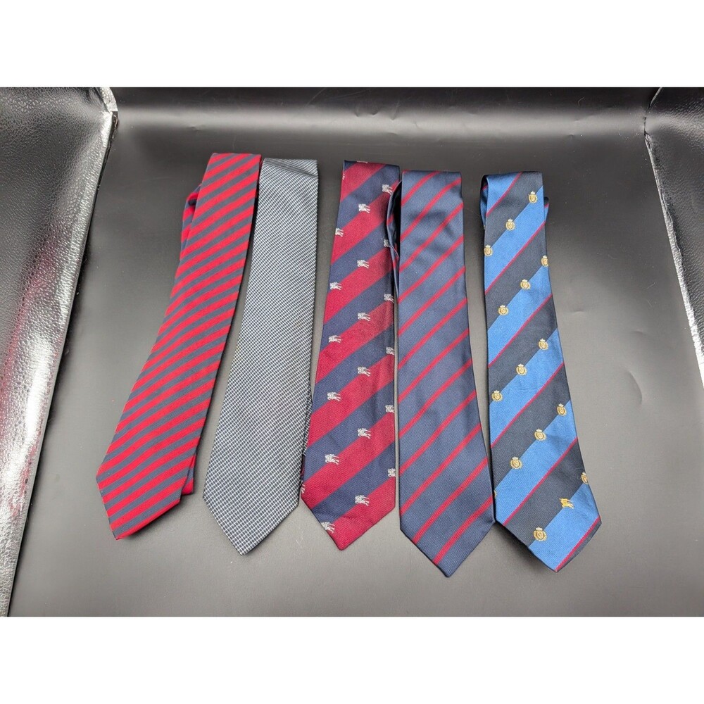 Vintage Burberry Silk Tie Lot of 5 Mens One Size Multicolor Geometric Stripes